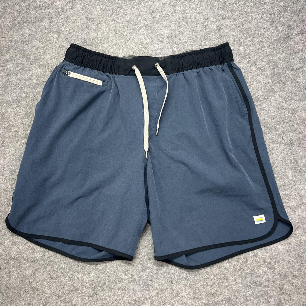 Vuori Banks Shorts Mens Large Blue Athletic Drawstring Running Training Gym 7"